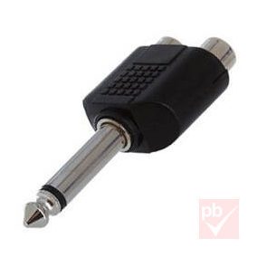   Audio átalakító, Jack 6.3mm mono dugó - 2x RCA aljzat (műanyag)