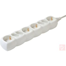   Hálózati elosztós hosszabbító, fehér, 8 aljzat (4 földelt+4 euro) 1.5m