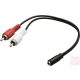 Audio átalakító, 2x RCA dugó - Jack 3.5mm sztereó aljzat 20cm