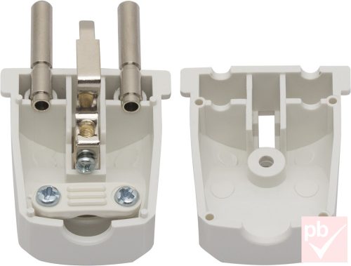 Hálózati dugvilla, lengő, 1F, fehér, egyenes, műanyag, 16A