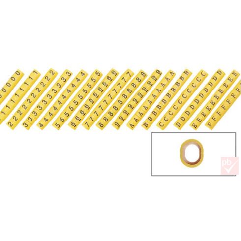Kábeljelölő készlet, max. 7mm, 16x10db-os (0-1-2-3-4-5-6-7-8-9-A-B-C-D-E-F)
