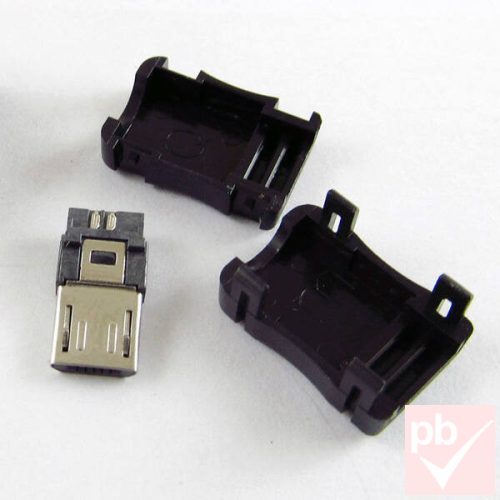 USB 2.0 micro B 5pin lengő apa csatlakozó műanyag házzal (v1)