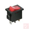 Billenő kapcsoló, szögletes, piros világítással, 1 körös, 2 állású, 21x13mm