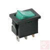 Billenő kapcsoló, szögletes, zöld világítással, 1 körös, 2 állású, 21x13mm