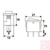 Billenő kapcsoló, szögletes, zöld világítással, 1 körös, 2 állású, 21x13mm