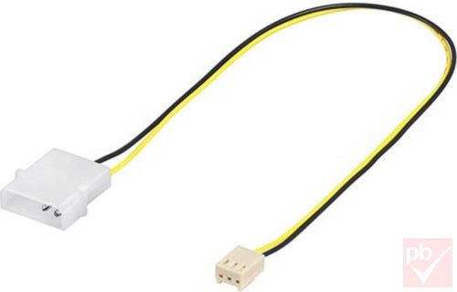 Táp átalakító, Molex aljzat -> 1x 3p. ventilátor dugó 20cm
