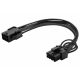 Táp átalakító, PCI-E 6p. aljzat -> PCI-E 8p. (6+2) dugó 15cm