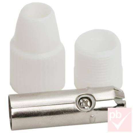 Koax dugó, anya, lengő, műanyag (fehér, egyenes)