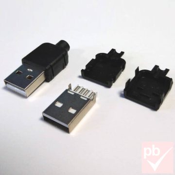   USB 2.0 A dugó, lengő, két részből álló fekete műanyag ház, v2