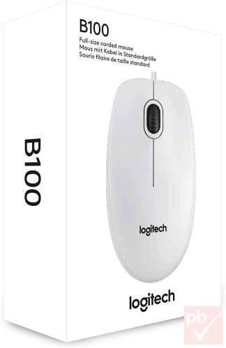Logitech B100 fehér USB optikai egér