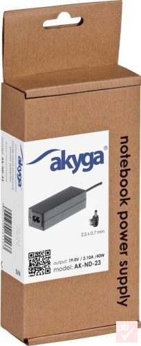 Akyga AK-ND-23 laptop töltő (Asus 19V/2.1A 40W 2.5x0.7mm)