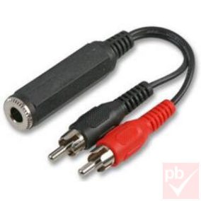   Audio átalakító, 2x RCA dugó - Jack 6.3mm sztereó aljzat 20cm