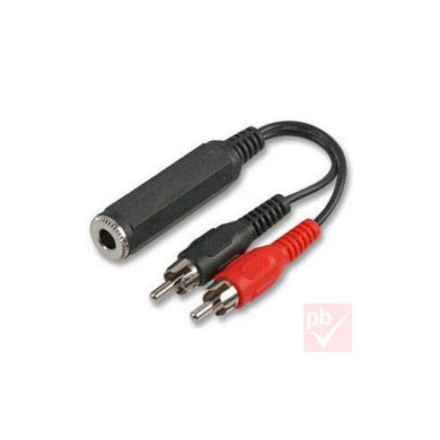 Audio átalakító, 2x RCA dugó - Jack 6.3mm sztereó aljzat 20cm