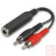 Audio átalakító, 2x RCA dugó - Jack 6.3mm sztereó aljzat 20cm
