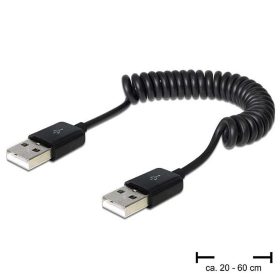 USB tápkábel laptop hűtőhöz, 20-60cm, A-A, spirál