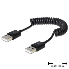 USB tápkábel laptop hűtőhöz, 20-60cm, A-A, spirál