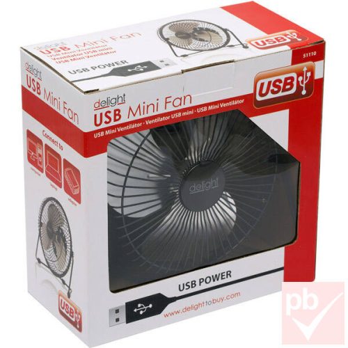 Delight 51110 fekete USB ventilátor 180mm