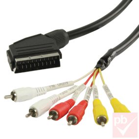   Scart-RCA összekötő kábel (Scart dugó - 6x RCA dugó) 3.0m