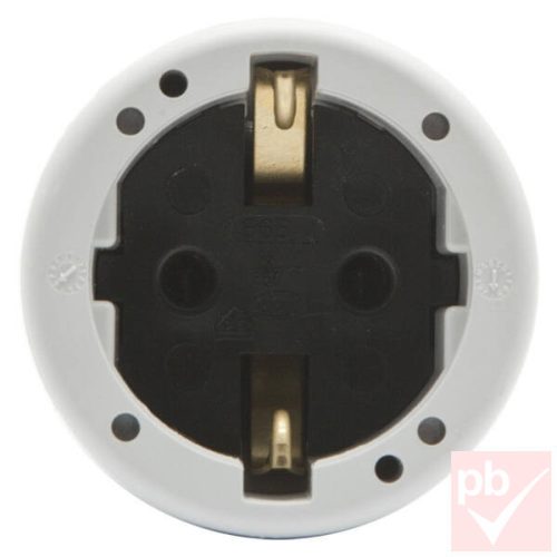 Hálózati dugalj, lengő, 1F, fehér, egyenes, gumi