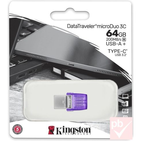 Kingston DataTraveler MicroDuo 3C 64GB pendrive (Type-C + A, USB 3.2)