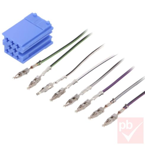 Mini ISO kábel (kék 8p. dugó + 8db pin 10cm kábellel)