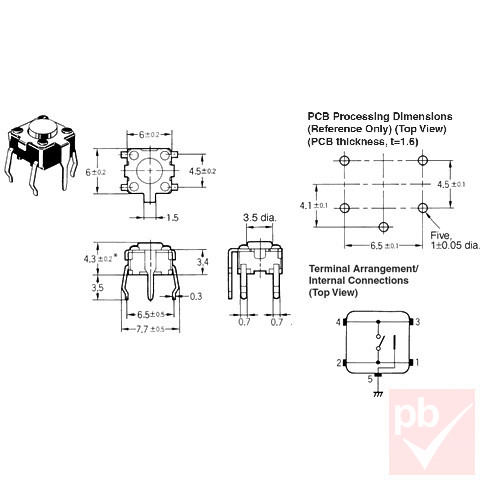 Mikrokapcsoló, 6x6mm v5