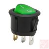Billenő kapcsoló, kerek, zöld világítás, 1 körös, 2 állású, 23mm