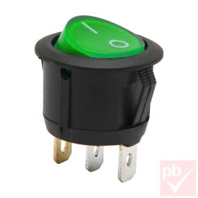   Billenő kapcsoló, kerek, zöld világítás, 1 körös, 2 állású, 23mm