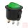Billenő kapcsoló, kerek, zöld világítás, 1 körös, 2 állású, 23mm