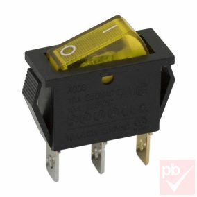   Billenő kapcsoló, szögletes, sárga világítással, 1 körös, 2 állású, 30x10mm