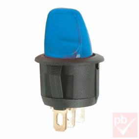   Karos kapcsoló, kerek, kék világítással, 1 körös, 2 állású, átmérő: 19mm