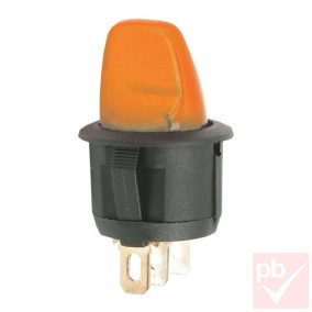   Karos kapcsoló, kerek, narancs világítással, 1 körös, 2 állású, átmérő: 19mm