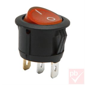  Billenő kapcsoló, kerek, piros világítás, 1 körös, 2 állású, 23mm