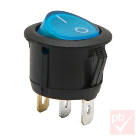   Billenő kapcsoló, kerek, kék világítás, 1 körös, 2 állású, 23mm
