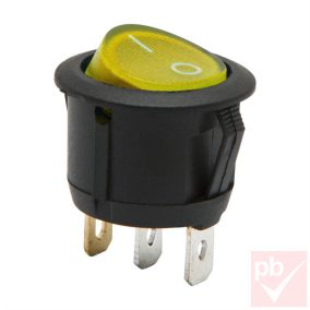   Billenő kapcsoló, kerek, sárga világítás, 1 körös, 2 állású, 23mm