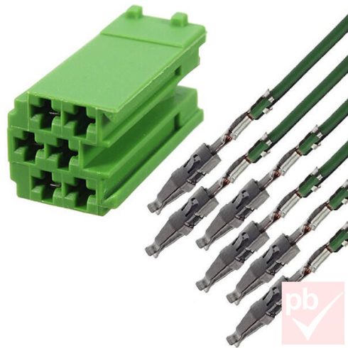 Mini ISO kábel (zöld 6p. dugó + 6db pin 10cm kábellel)