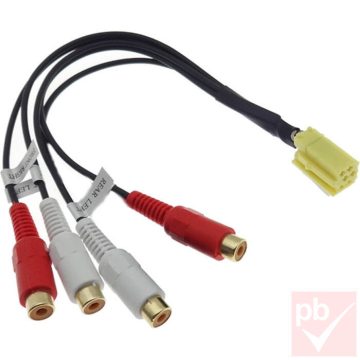Mini ISO kábel (sárga 6p. dugó / 4x RCA aljzat)