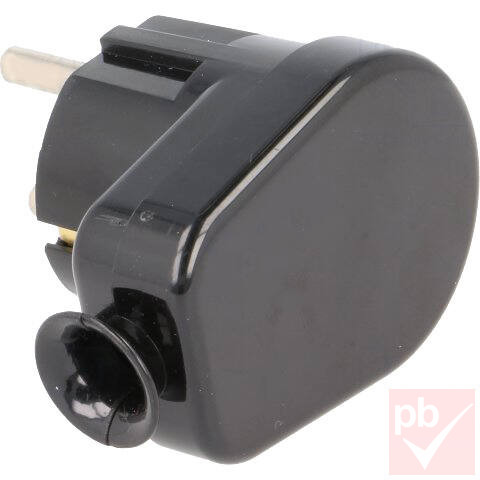 Timex WT-16U/BK szerelhető 90° földelt hálózati dugvilla (fekete)