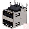 USB 2.0 A aljzat, dupla, beépíthető 90° (Amphenol)