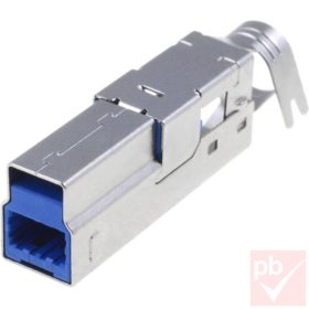   USB 3.0 B dugó, két félből álló fém ház, törésgátló nélkül (Ninigi)