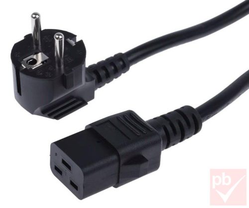 Hálózati tápkábel, Schuko 90° dugvilla - IEC C19 dugó 2.0m