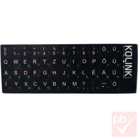   Kolink billentyűzet matrica (fekete alapon fehér betűk, zöld jelek, magyar)