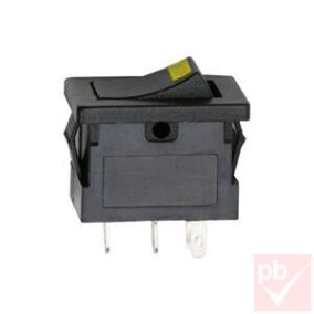   Billenő kapcsoló, szögletes, fekete, sárga LED, 1 körös, 2 állású, 12x19mm