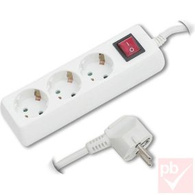   Hálózati elosztós hosszabbító, fehér, 3 aljzat, kapcsolós 1.5m (1.5mm2)
