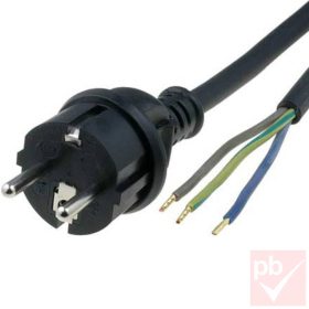   Szerszámgép gumi tápkábel, 3x1.5mm², egyenes dugvilla, 3.0m